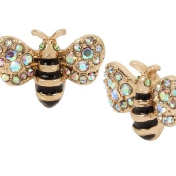 Betsy Johnson Bee Rhinestone Stud Earrings - Picture 3 of 12